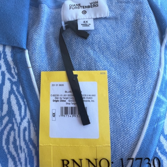 Sleeveless Sea Twig Blue Knit Midi Wrap Dress DVF Target 4X NEW Plus - Picture 3 of 3